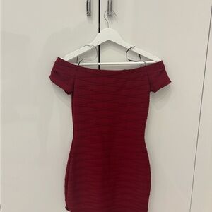 Off-Shoulder Burgundy Dress